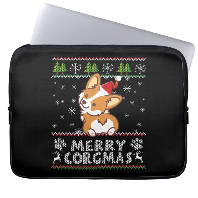 Capa Para Notebook Joyeux Corgmas Noel Corgi (Frente)