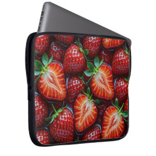 Capa Para Notebook Juicy Fresh Red Strawberries Summer Fruit Pattern