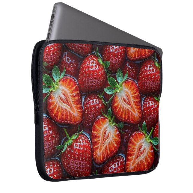 Capa Para Notebook Juicy Fresh Red Strawberries Summer Fruit Pattern (Frente Esquerda)