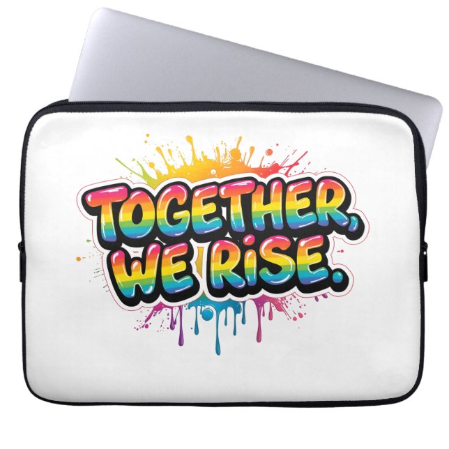 Capa Para Notebook Juntos Nós Subimos Design de Citação Arco-íris (Frente)