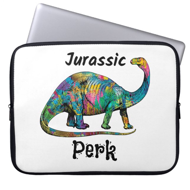 Capa Para Notebook Jurassic Perk Colorido Dinossauro Branco (Frente)