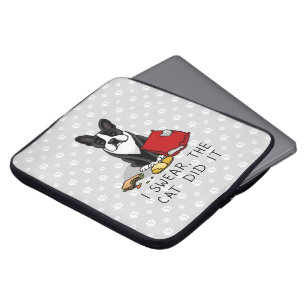 Capa Para Notebook Juro, o Gato Fez Boston Terrier (preto)