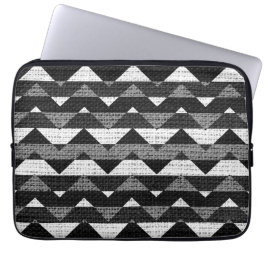 Capa Para Notebook Juta Chevron Negra e Branca Zigzag Burlap