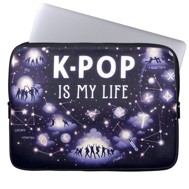 Capa Para Notebook K-pop é minha vida flutuando entre as estrelas (Frente)