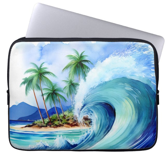 Capa Para Notebook Kai Aloha Island Watercolor Wave (Frente)