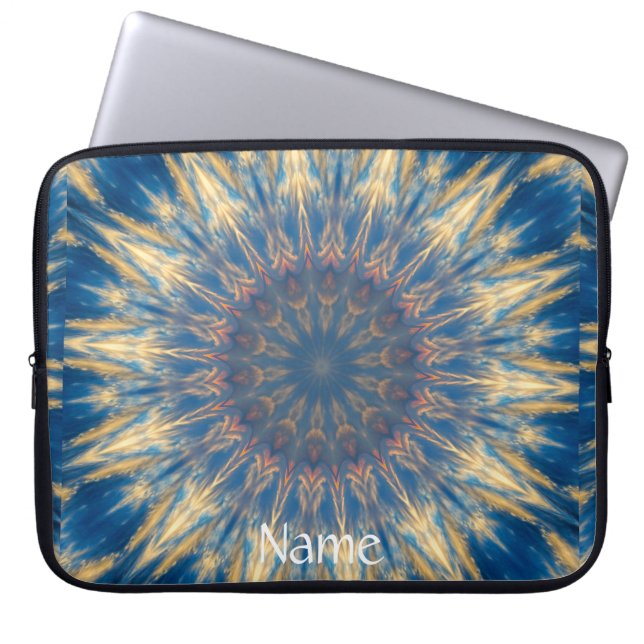 Capa Para Notebook Kaleidoscópio Blue Chakra Thunder_Cove (Frente)