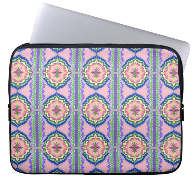 Capa Para Notebook Kaleidoscópio Florido Vibrante: Mandala Rosa e Esm (Frente)