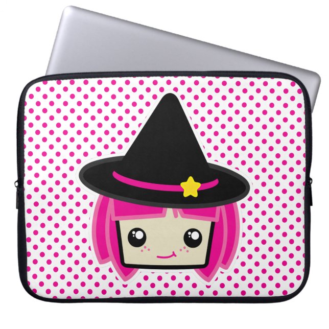 Capa Para Notebook Kawaii, Bolsa de laptop de Bruxas de Pink (Frente)