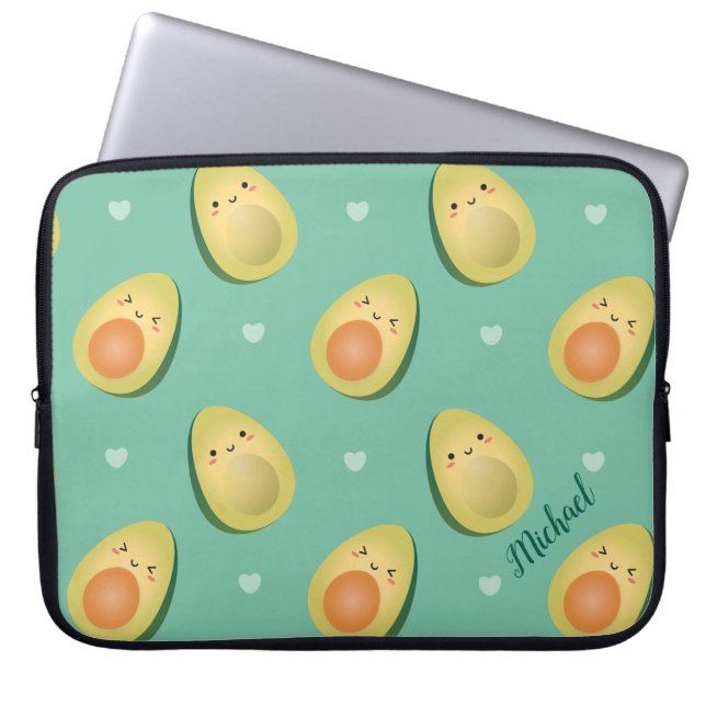 Capa Para Notebook Kawaii Cute Avocados Vamos Avocuddle Padrão Engraç (Frente)
