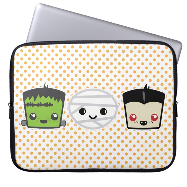 Capa Para Notebook Kawaii Frankenstein Mummy Dracula Bolsa de laptop (Frente)