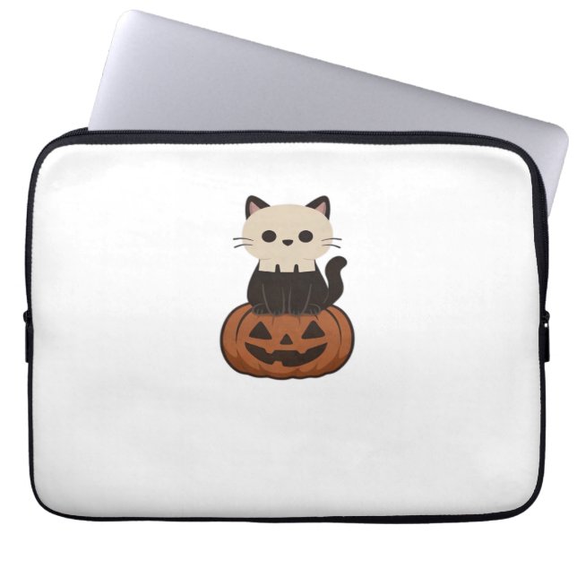 Capa Para Notebook Kawaii Halloween Cat e abóbora (Frente)