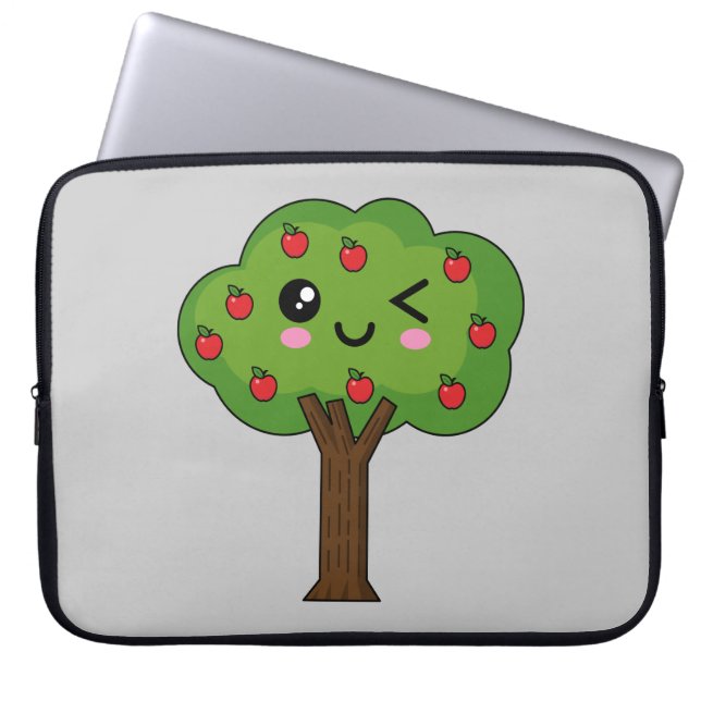 Capa Para Notebook Kawaii Happy Winking Apple Tree (Frente)