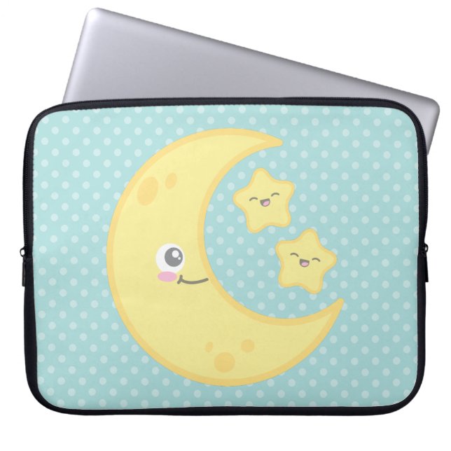 Capa Para Notebook Kawaii Moon e Stars Bolsa de laptop (Frente)