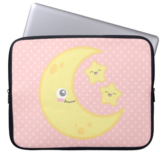 Capa Para Notebook Kawaii Moon e Stars Bolsa de laptop (Frente)