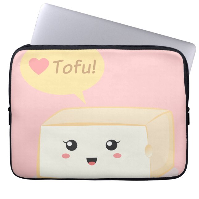 Capa Para Notebook Kawaii tofu pedindo às pessoas que amem tofu (Frente)