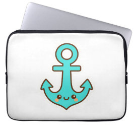 Capa Para Notebook Kawaii Turquoise Anchor - Whimsical & Cheerful