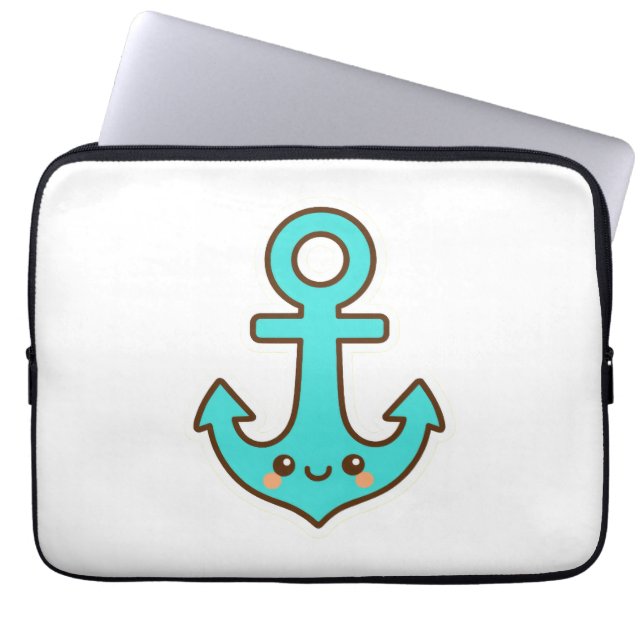 Capa Para Notebook Kawaii Turquoise Anchor - Whimsical & Cheerful (Frente)
