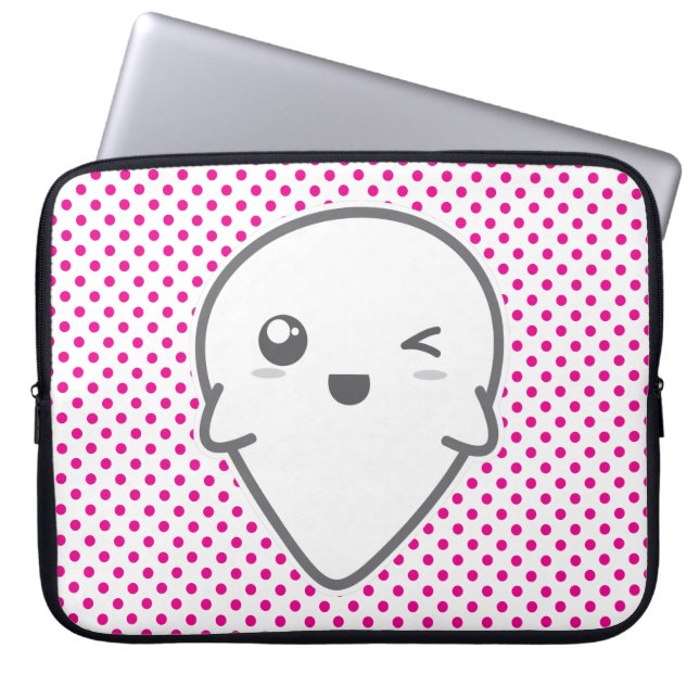 Capa Para Notebook Kawaii Winking Ghost Bolsa de laptop (Frente)