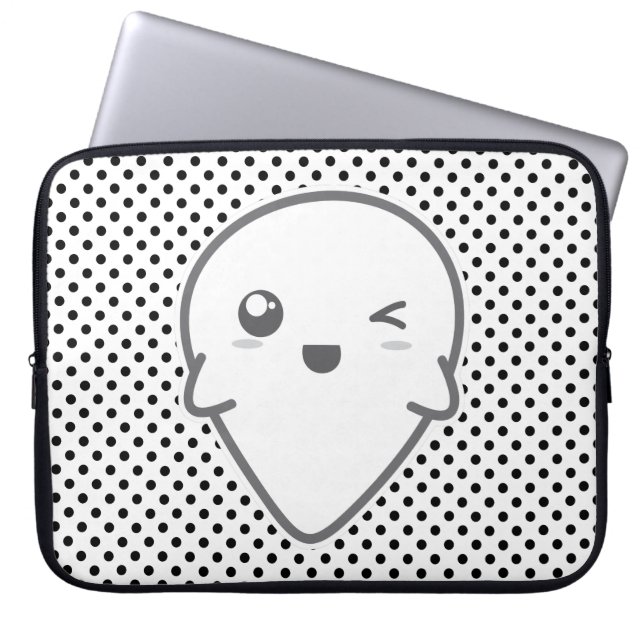 Capa Para Notebook Kawaii Winking Ghost Bolsa de laptop (Frente)