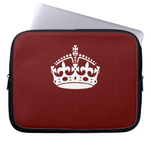 Capa Para Notebook Keep Calm Crown Icon on Burgundy Red