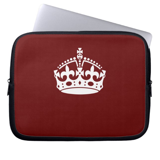 Capa Para Notebook Keep Calm Crown Icon on Burgundy Red (Frente)