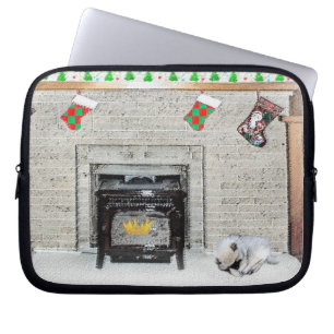 Capa Para Notebook Keeshond Christmas Puppy Dog by Lareira Painting