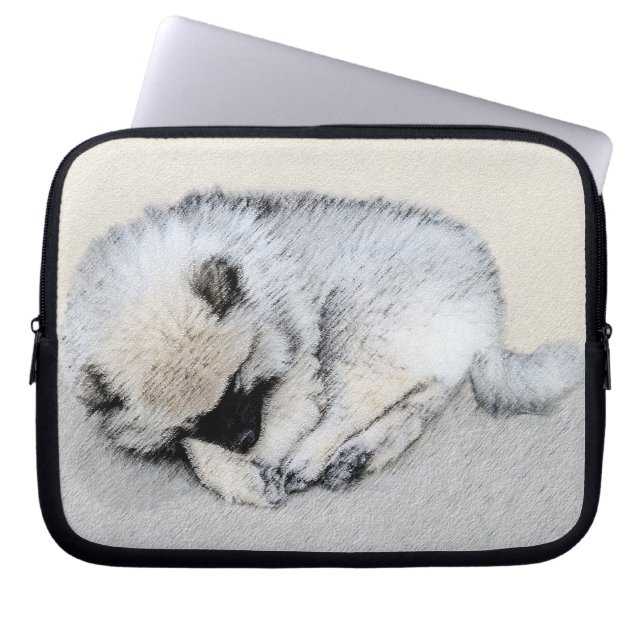 Capa Para Notebook Keeshond Dormindo Puppy Pintura Original (Frente)