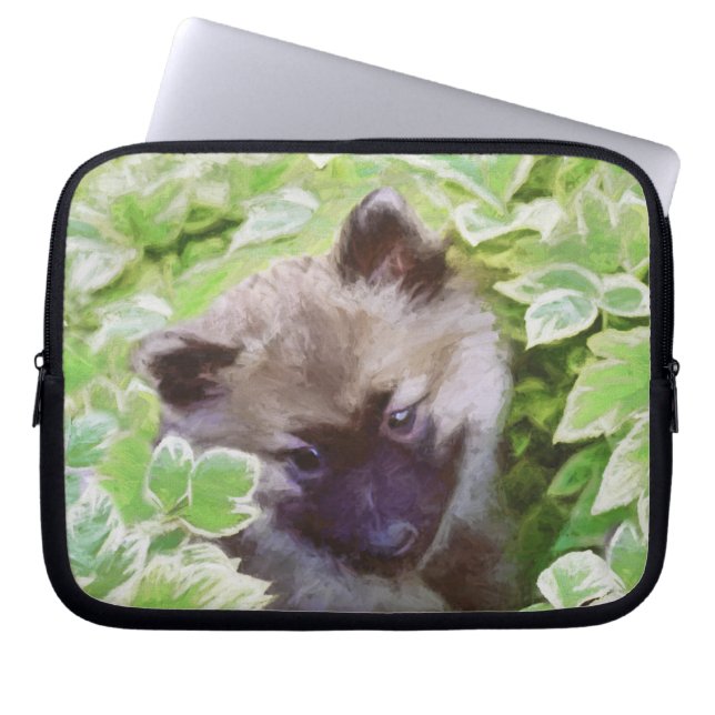 Capa Para Notebook Keeshond Puppy na Pintura Original (Frente)
