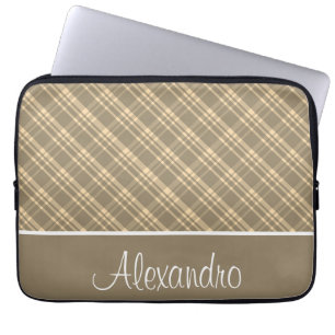 Capa Para Notebook Khaki Green E Xadrez De Tan