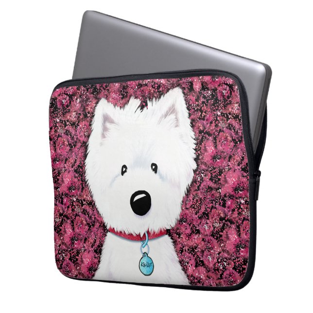 Capa Para Notebook KiniArt Westie Impressões Floral (Frente Esquerda)