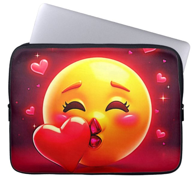 Capa Para Notebook Kiss Emoji: Love and Hearts Art (Frente)