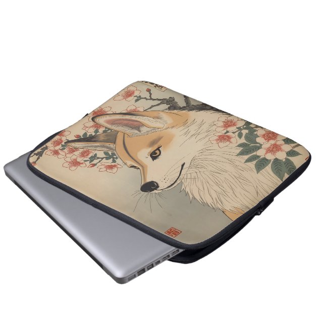 Capa Para Notebook Kitsune & cherry blossom (Frente Inferior)