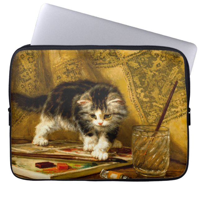 Capa Para Notebook Kitten com pintura e escovas (Frente)