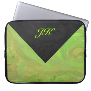 Capa Para Notebook Kiwi Bash, Monograma Verde e Preto