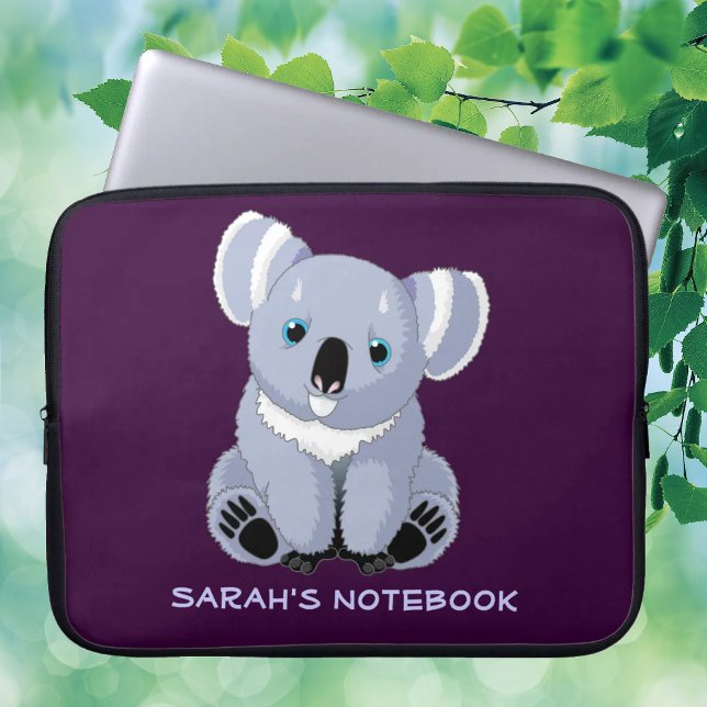 Capa Para Notebook Koala Fofo Personalizado (Cute Koala with Customized Text Laptop Sleeve)