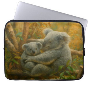 Capa Para Notebook Koala Madre e Joey na Capoia do outono