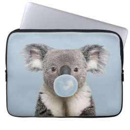 Capa Para Notebook Koala soprando um Poster de pastilha azul