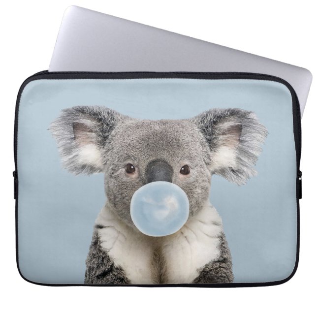 Capa Para Notebook Koala soprando um Poster de pastilha azul (Frente)