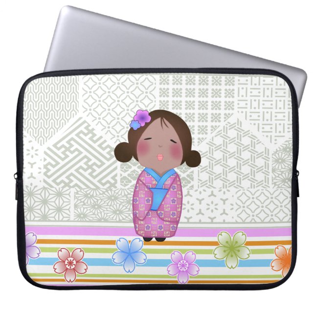 Capa Para Notebook kokeshi sakura (Frente)