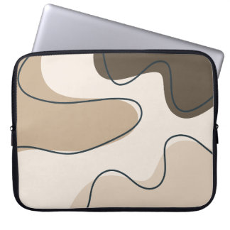 Capa Para Notebook L Neutro Bege e Marrom Abstrato Boho Líquido Swirl