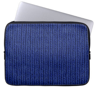 Capa Para Notebook Lã azul tecida de perto