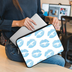 Capa Para Notebook Lábios Azuis, Padrão De Lábios, Batom Azul, Beijo