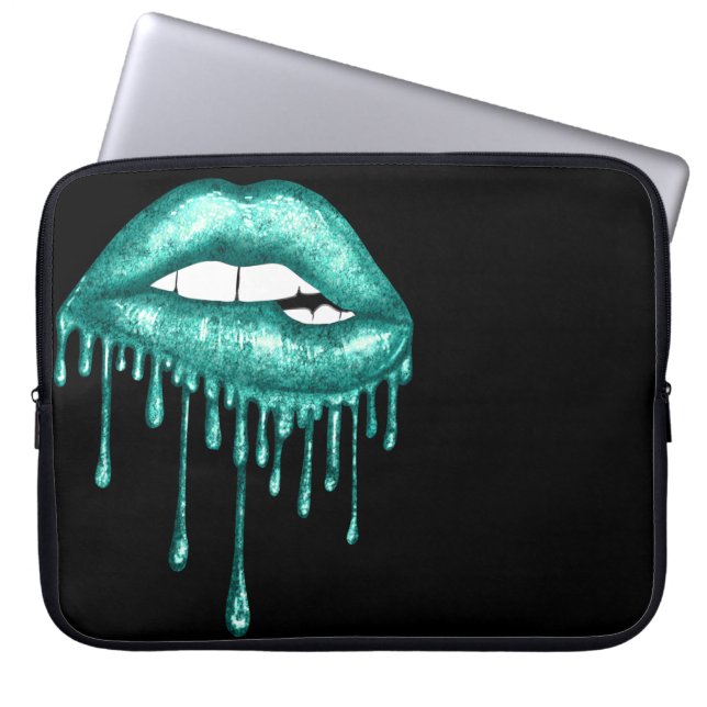 CAPA PARA NOTEBOOK LÁBIOS DE DISQUETE DE GELO VERDE TEAL (Frente)