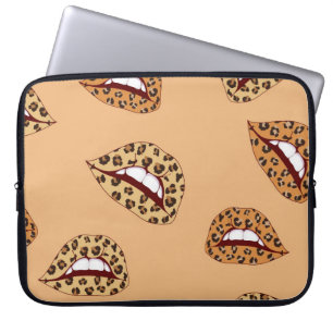 Capa Para Notebook Lábios de impressão leopardo com padrão uniforme,