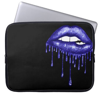 CAPA PARA NOTEBOOK LÁBIOS ROYAL BLUE GLITTER DRIPPING