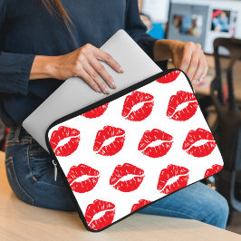 Capa Para Notebook Lábios Vermelhos, Batom Vermelho, Beijo, Padrão De