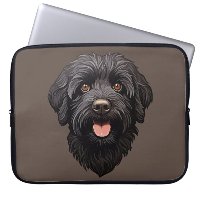 Capa Para Notebook Labradoodle Black Dog (Frente)