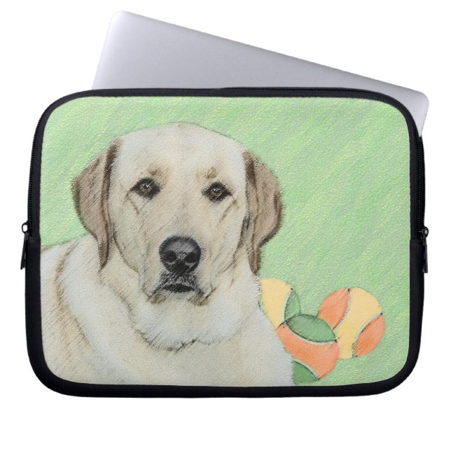 Capa Para Notebook Labrador Amarelo - Impressão de Retriever e Tênis (Frente)