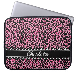 Capa Para Notebook Lace e impressão do leopardo rosa faseável