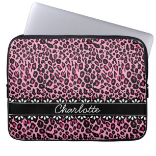 Capa Para Notebook Lace e impressão do leopardo rosa faseável